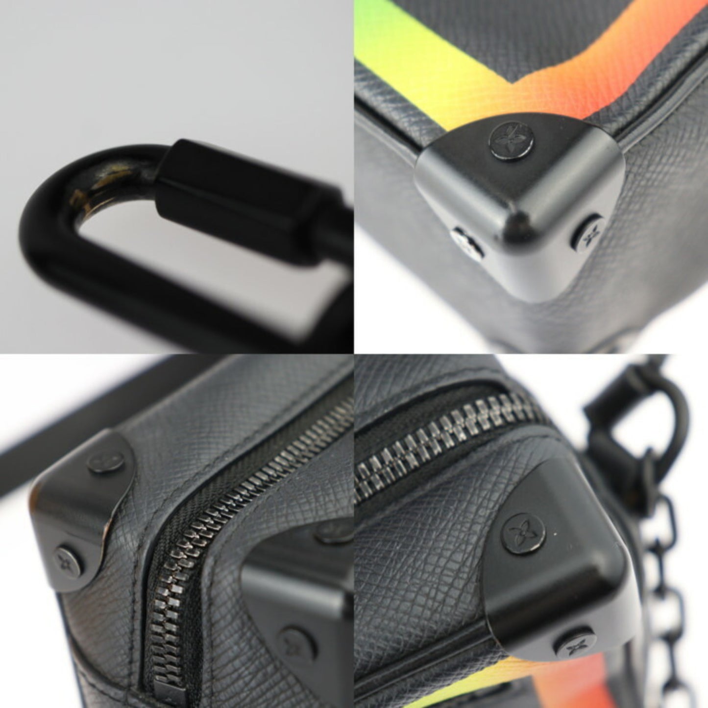 Louis Vuitton Louis Vuitton Mini Soft Trunk Taiga Shoulder Bag M30351 Leather Black Rainbow