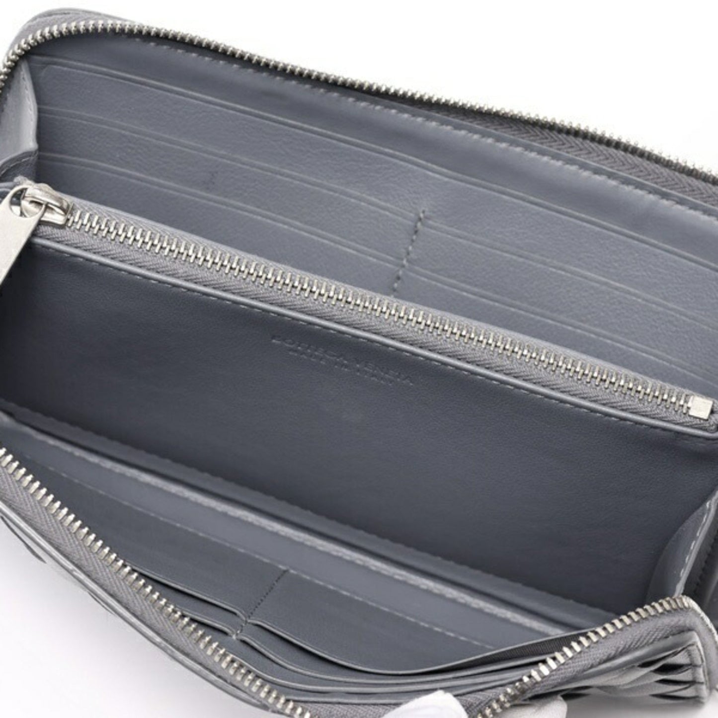 Bottega Veneta Intrecciato Zip Around Wallet Round 749427 Leather Gray K-157902