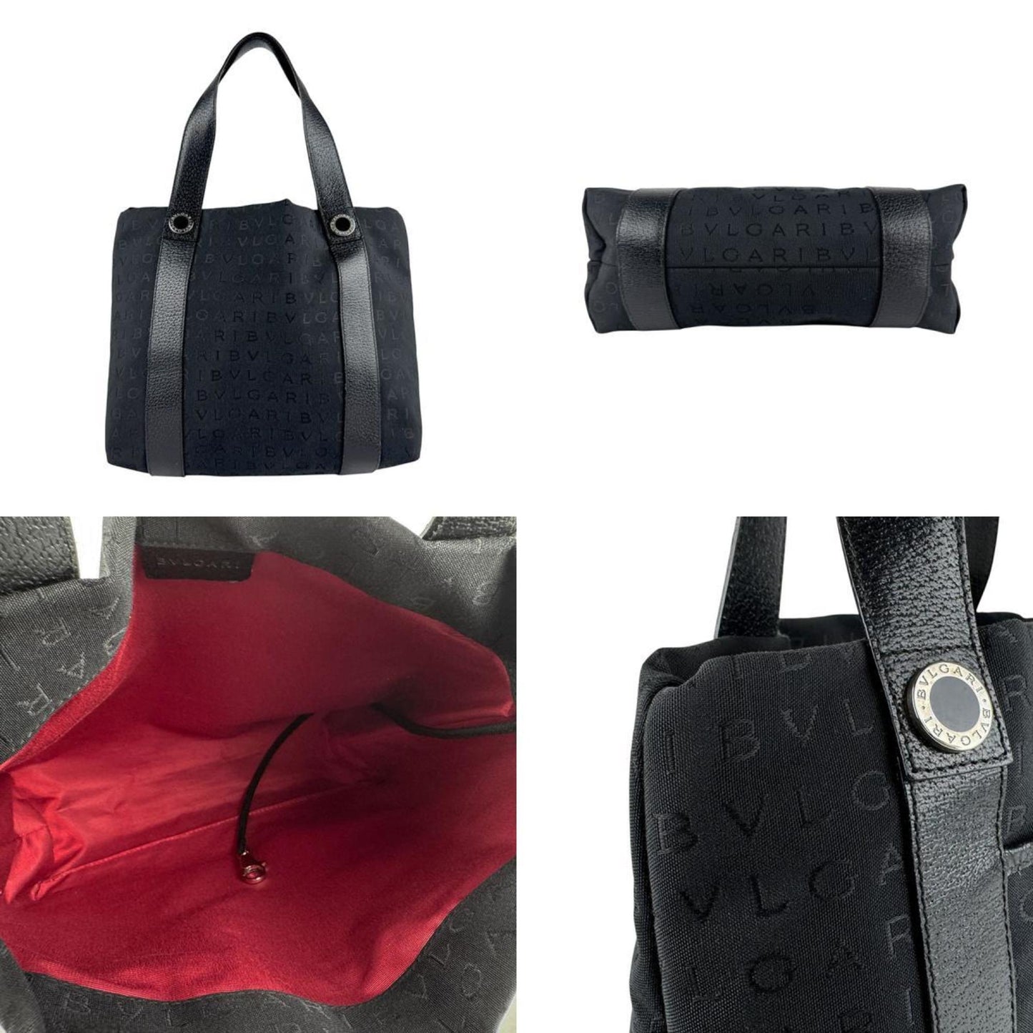 Bvlgari Bvlgari Handbag Nylon Canvas Leather Black