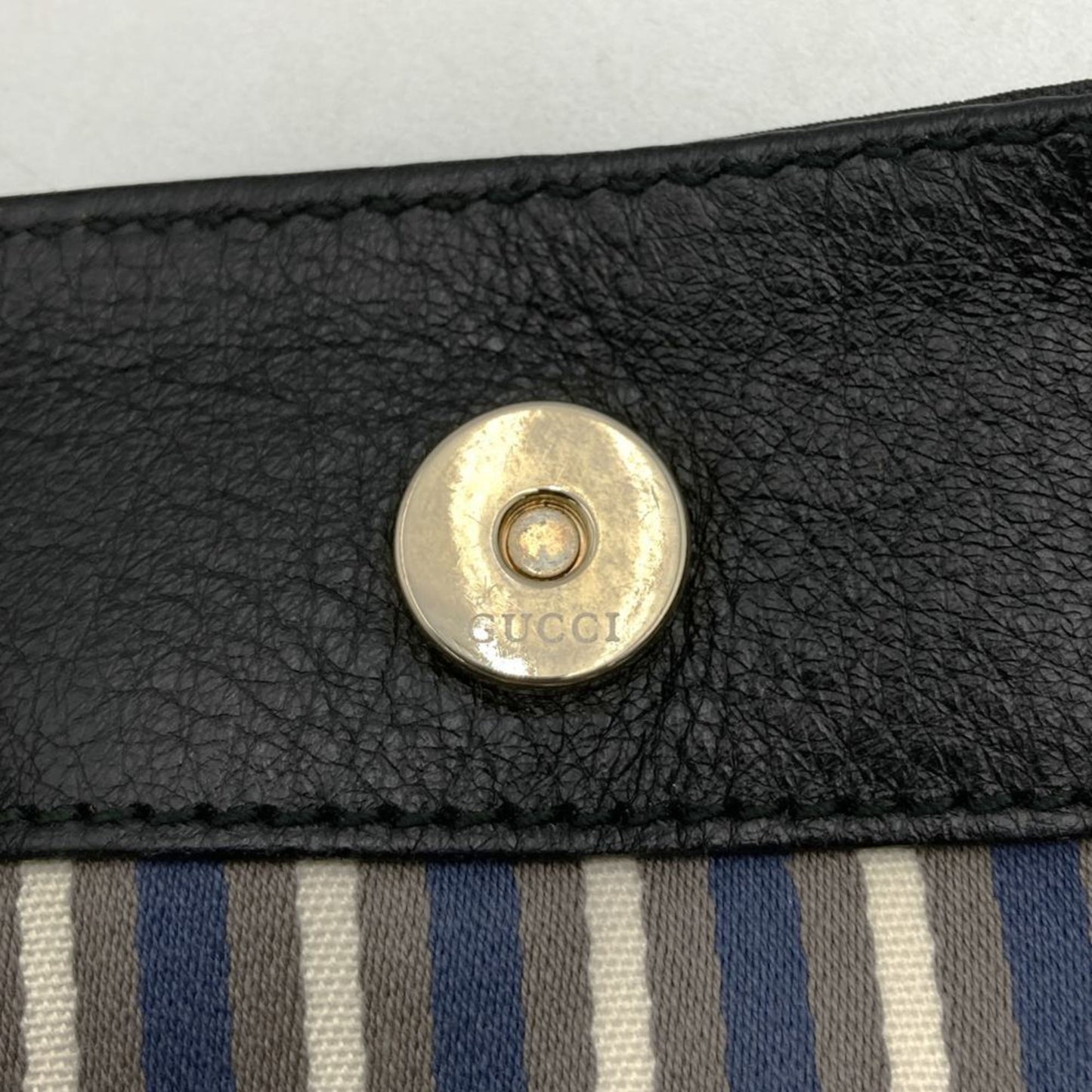 Gucci 257296 Shoulder Bag Gg Nylon Leather Black