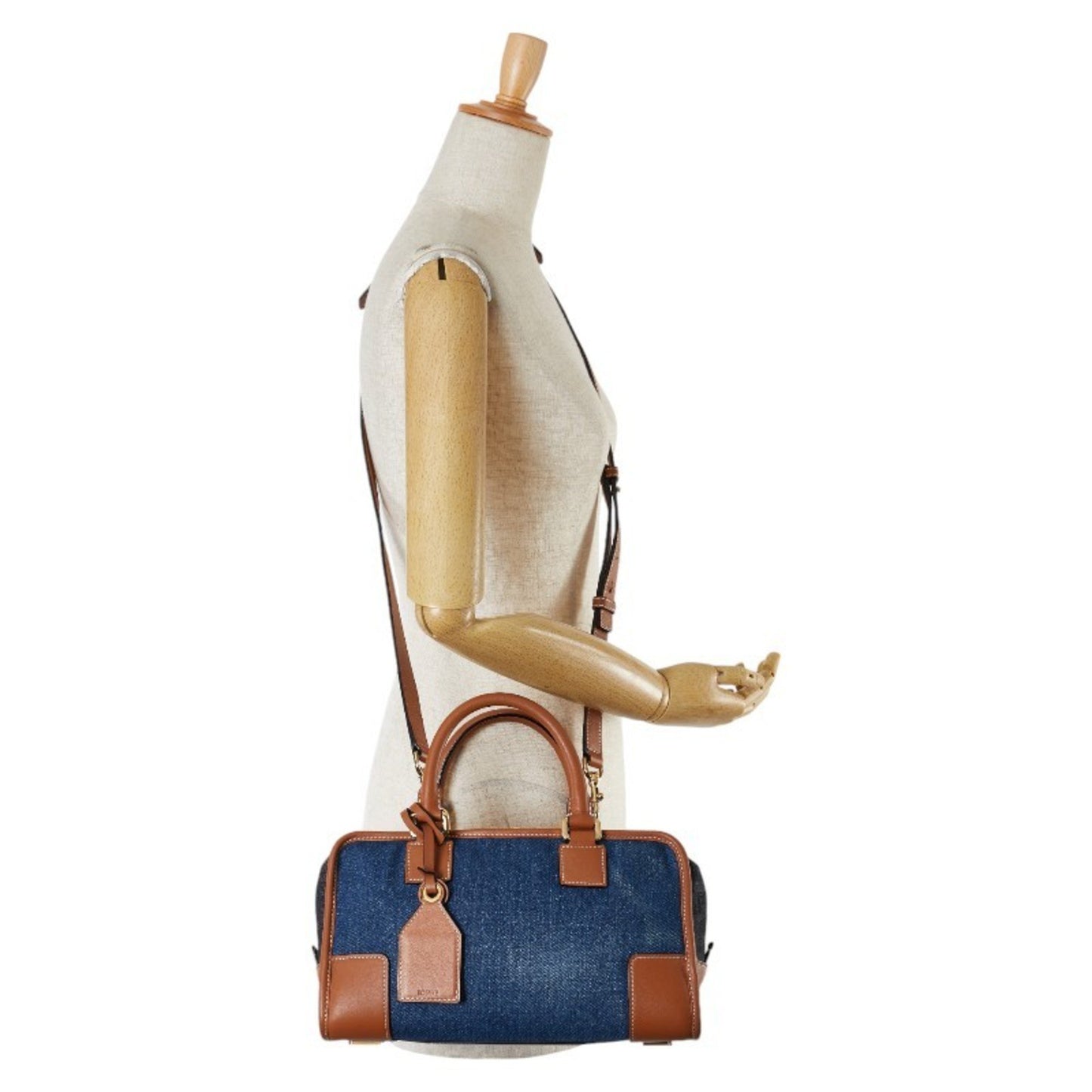 Loewe Amazona 28 Handbag Shoulder Bag Blue Brown Denim Leather