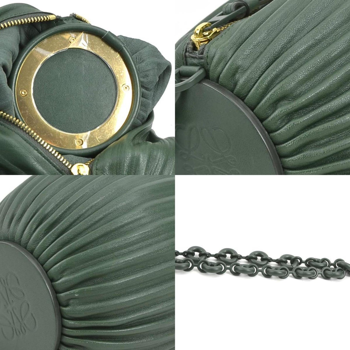 Loewe Shoulder Bag Bracelet Pouch Leather Green