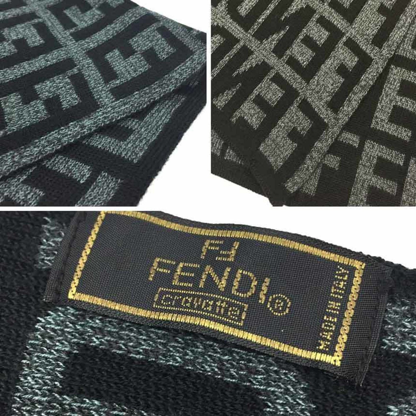 Fendi Zucca Ff Scarf Stole Black X Grey