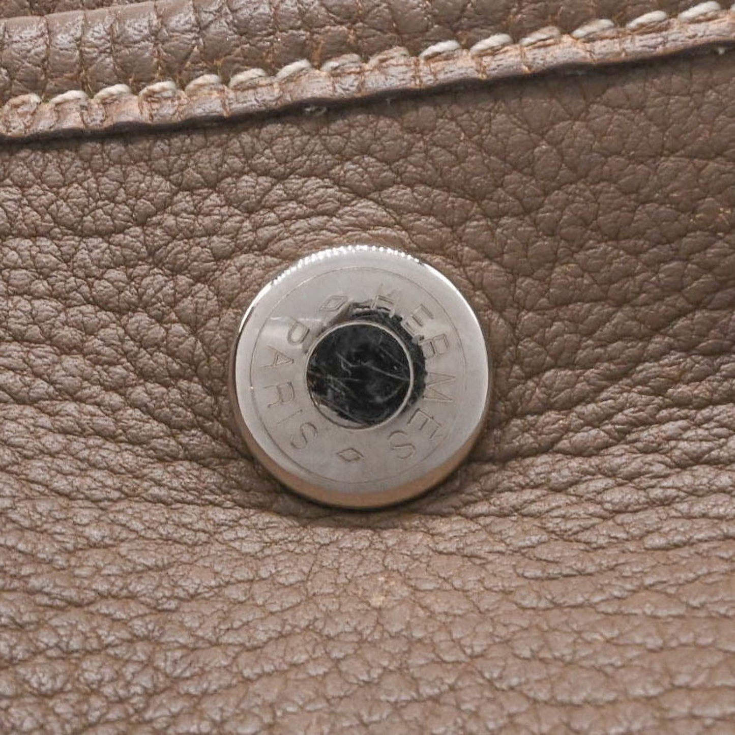 Hermes Garden Pm Handbag Tote Bag Leather Negonda Etoupe #?K