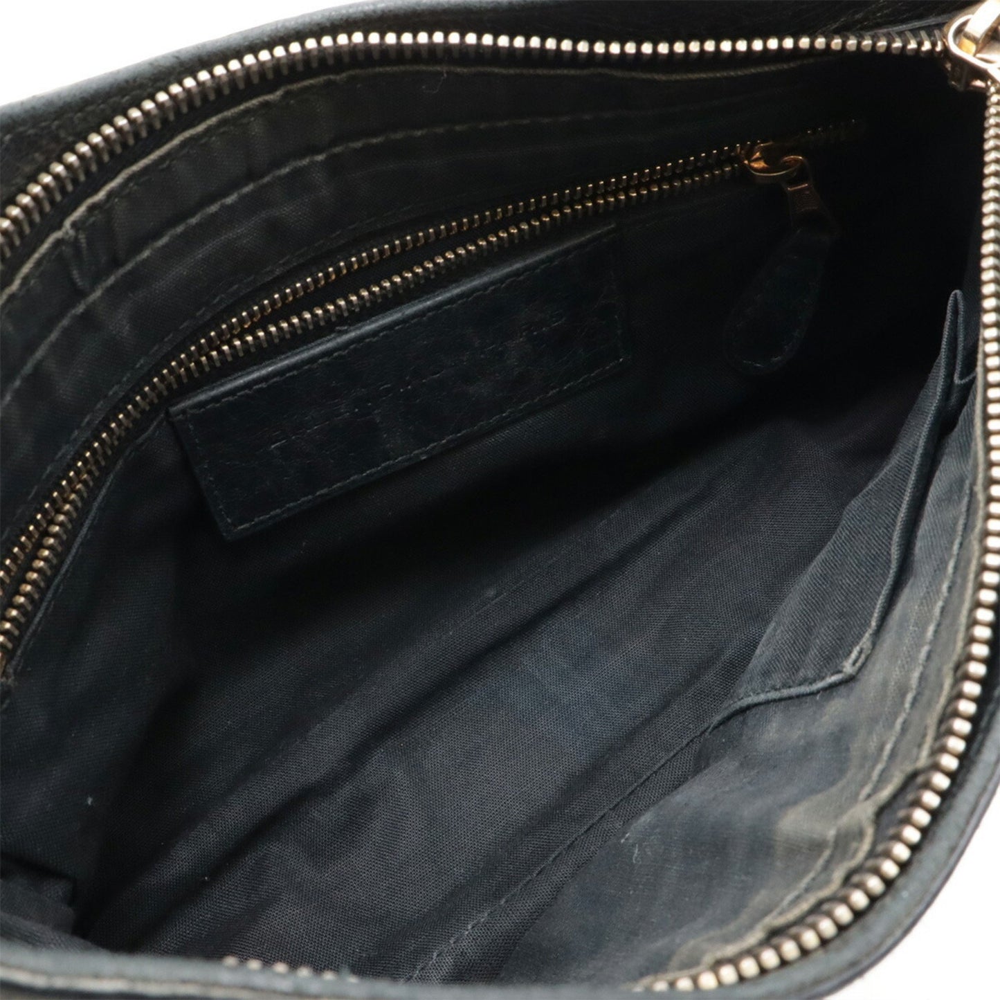 Balenciaga Giant Hip Shoulder Bag/Pochette Leather Black/Grey 237203
