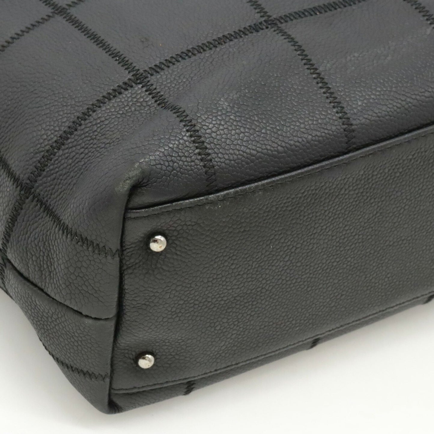 Chanel Chocolate Bar Tote Bag Leather Black
