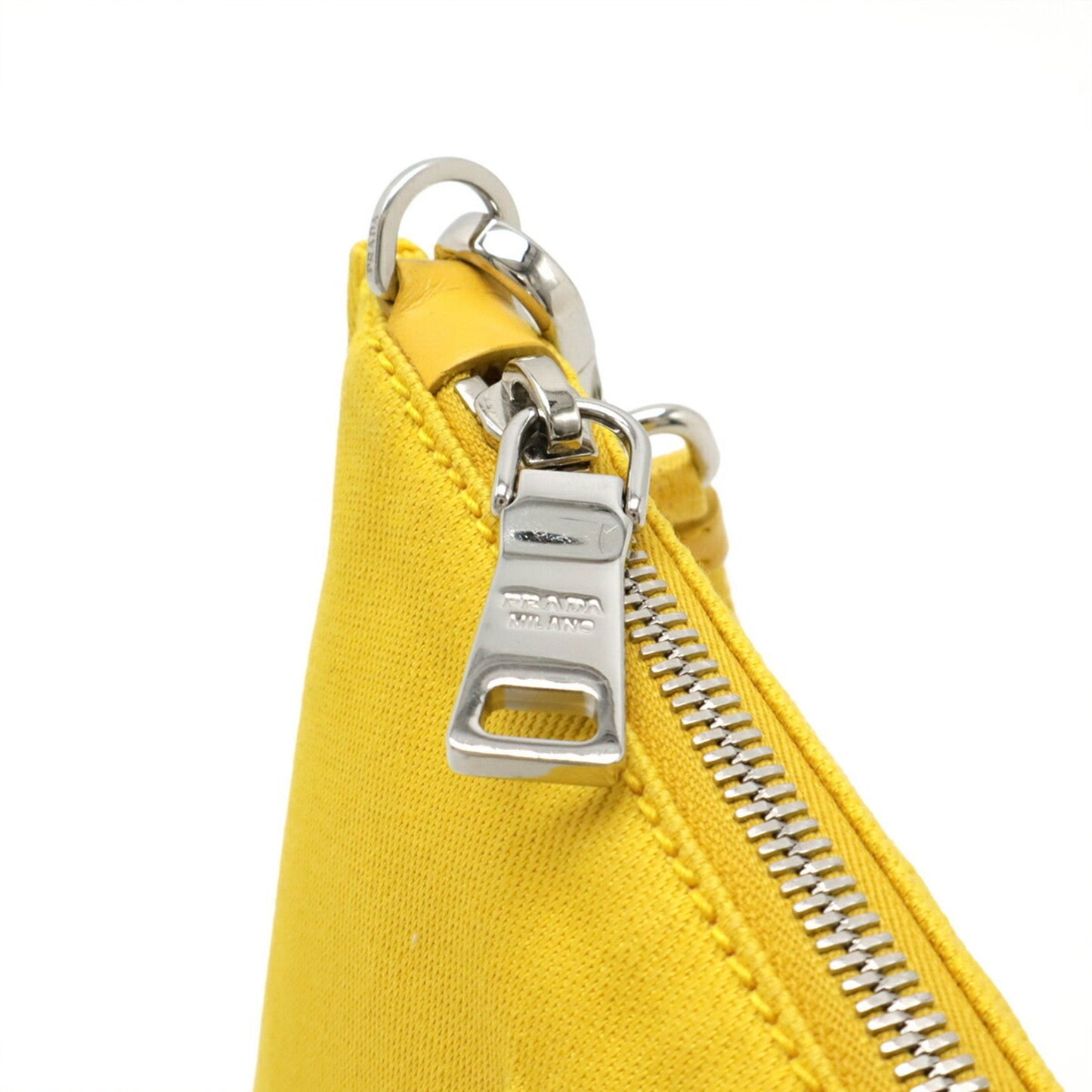Prada Prada Embossed Clutch Bag/Second Bag/Pouch Canvas Leather Yellow