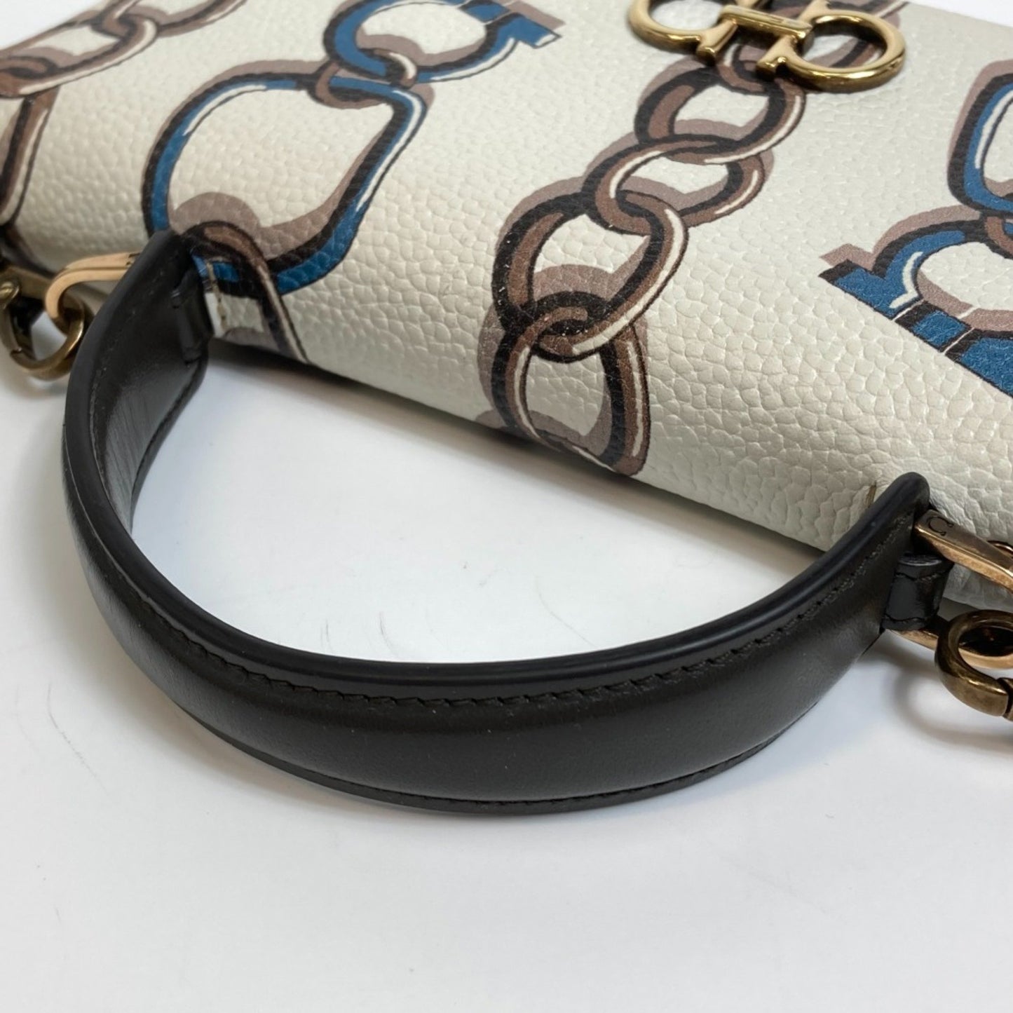 Salvatore Ferragamo 2Way Shoulder Bag Hand Bag Whitebased Goldhardware