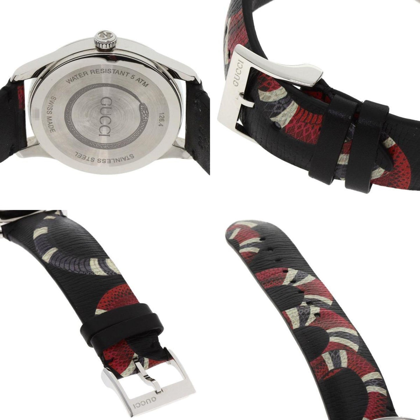 Gucci Ya1264007A G-Timeless Le March Des Merveilles Kingsnake Watch In Stainless Steel And Leather