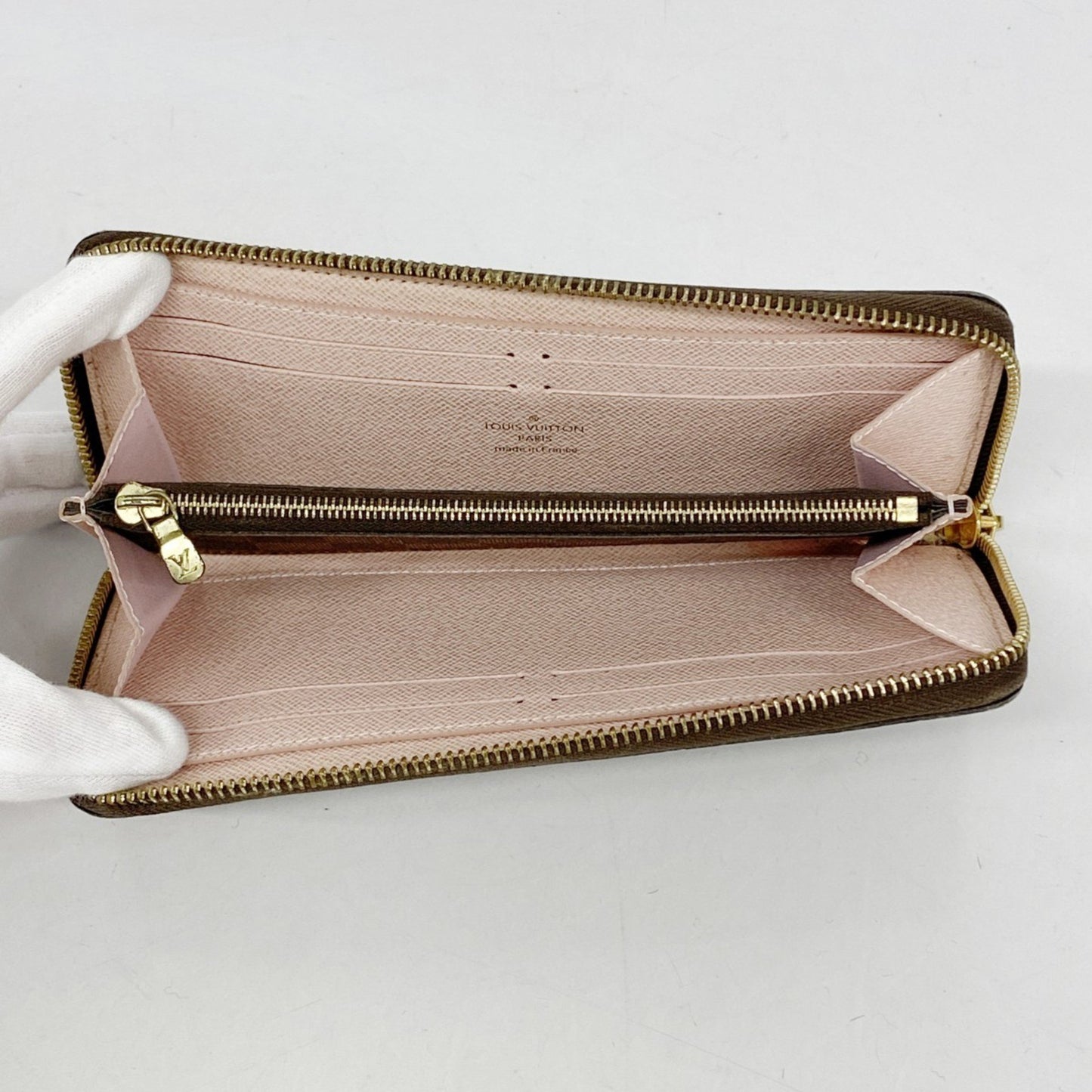 Louis Vuitton Damier Portefeuille Clemence Long Wallet N41626 Ebene Rose Ballerine