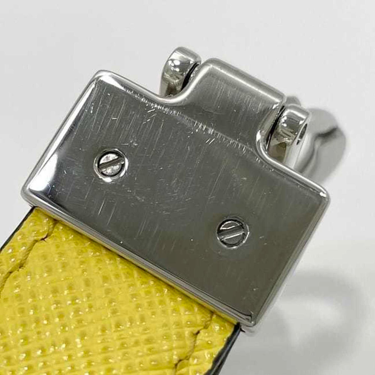 Prada Keychain Ec-23549 Yellow Sole F0377 2Pp040 Unused Saffiano Leather Metal Robot Key Holder