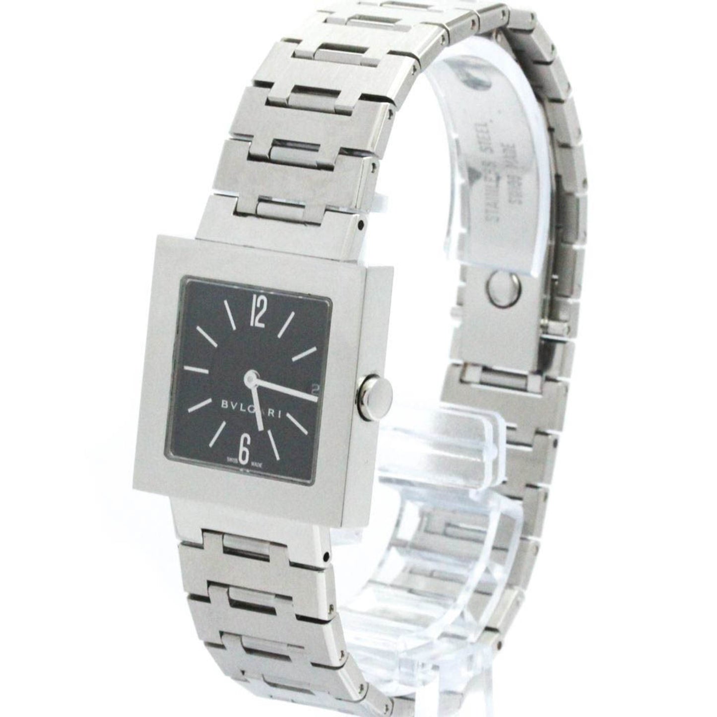 Polished Bvlgari Quadrato Stainless Steel Quartz