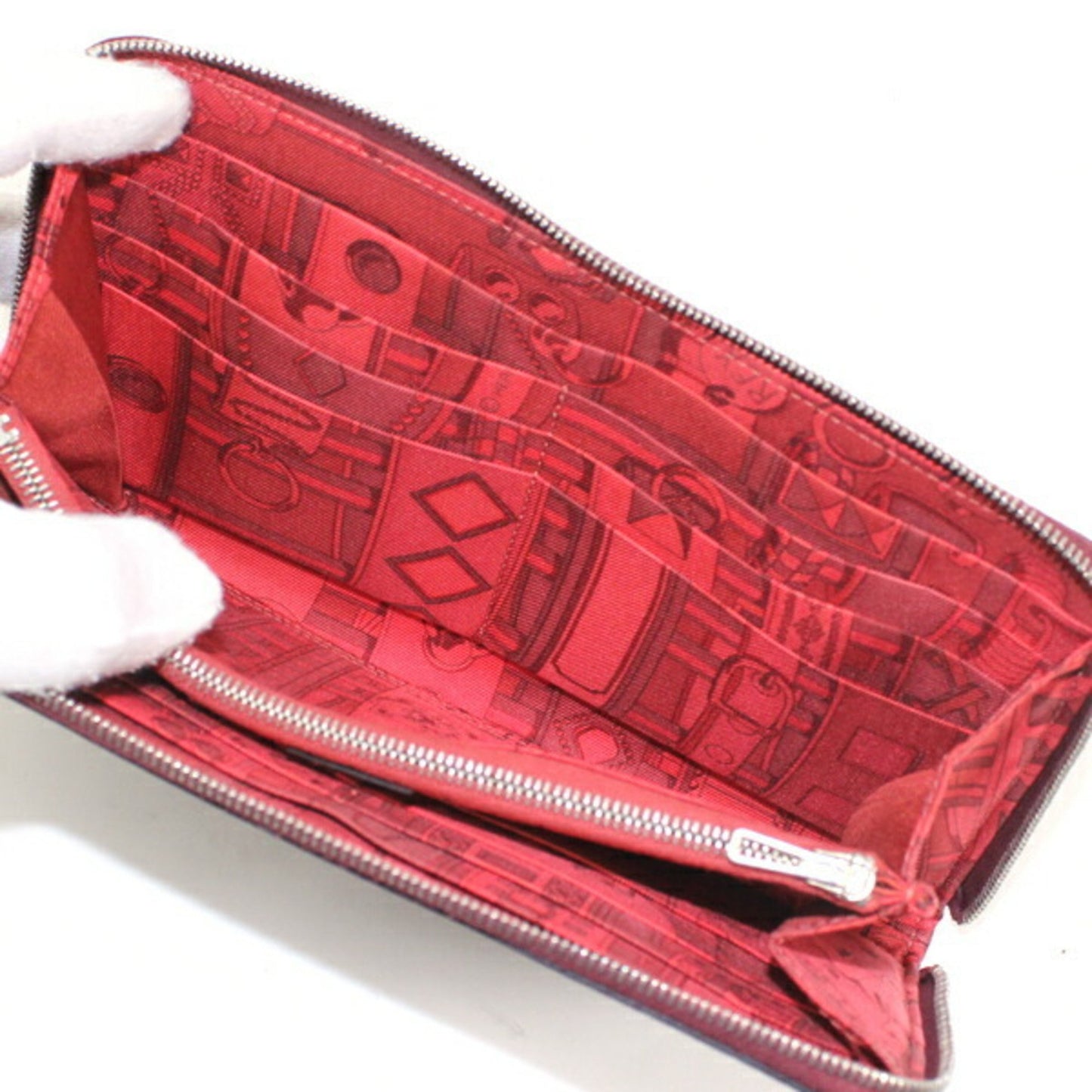 Herms Azap Long Silkin Round Zip-Around Wallet In Rouge H (Epson) For Men And Women