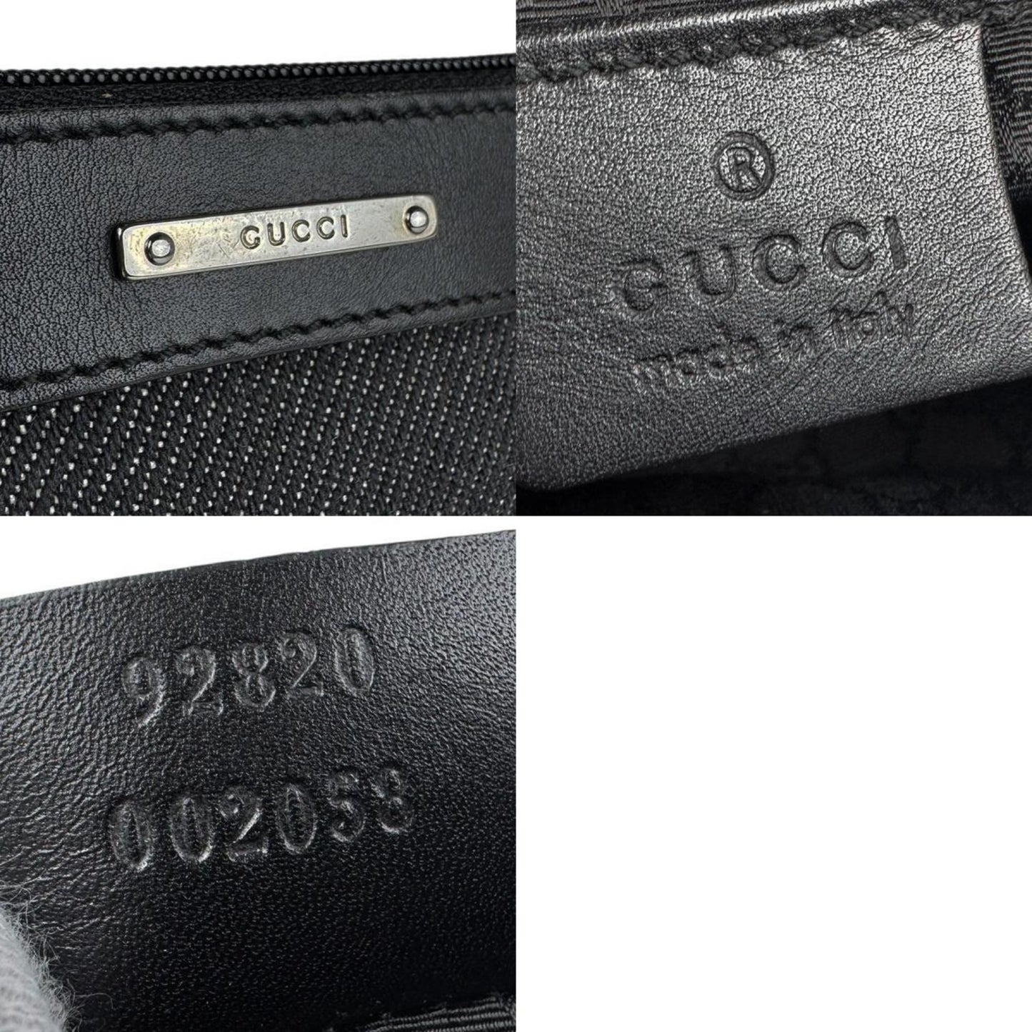 Gucci Handbag Leather Canvas Black Green Red