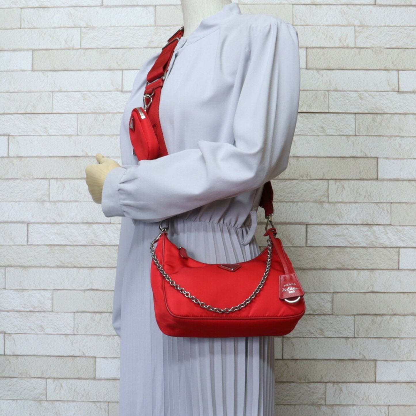 Prada Shoulder Bag Nylon 1Bh204 Red