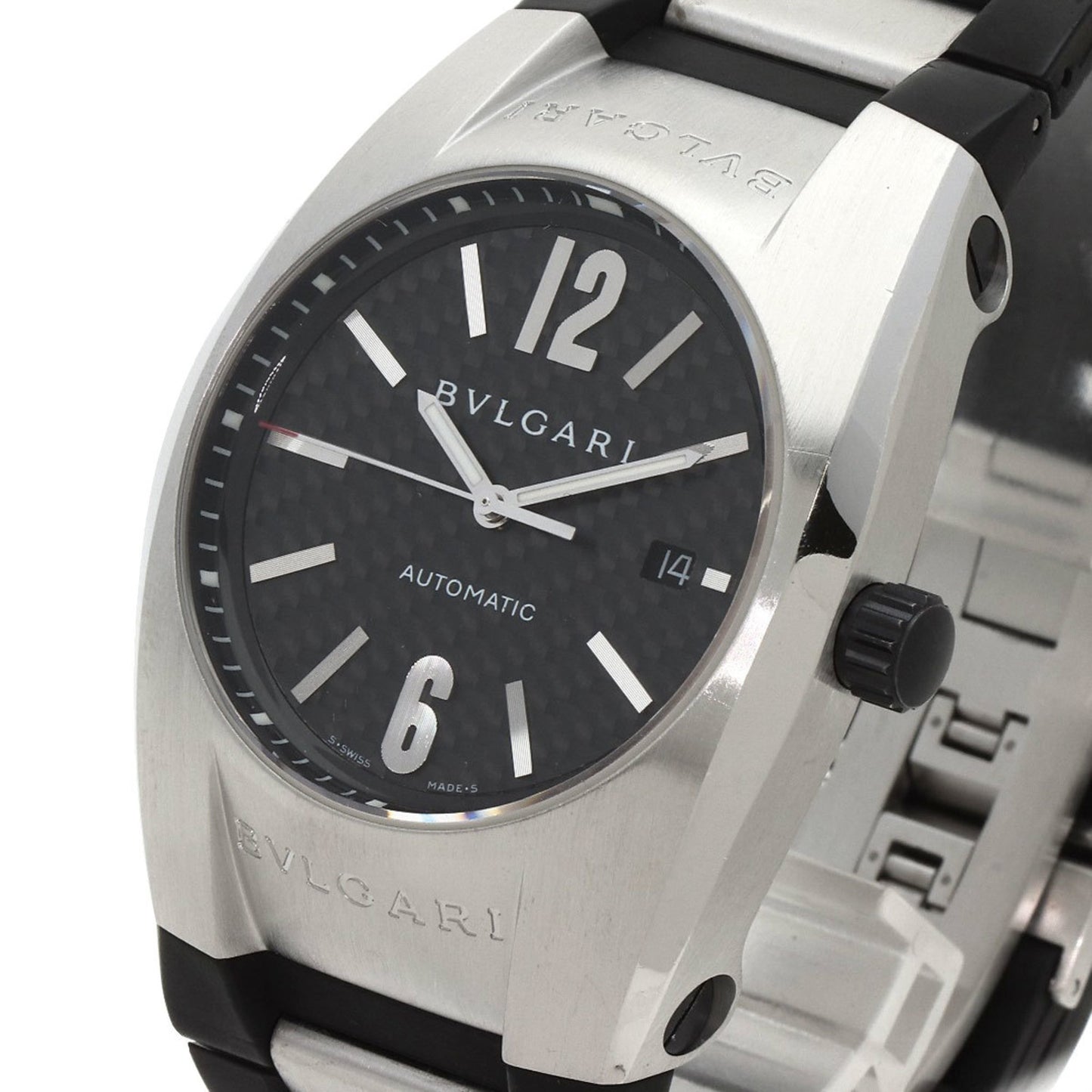 Bvlgari Eg40 Ergon Carbon Watch Stainless Steel Rubber