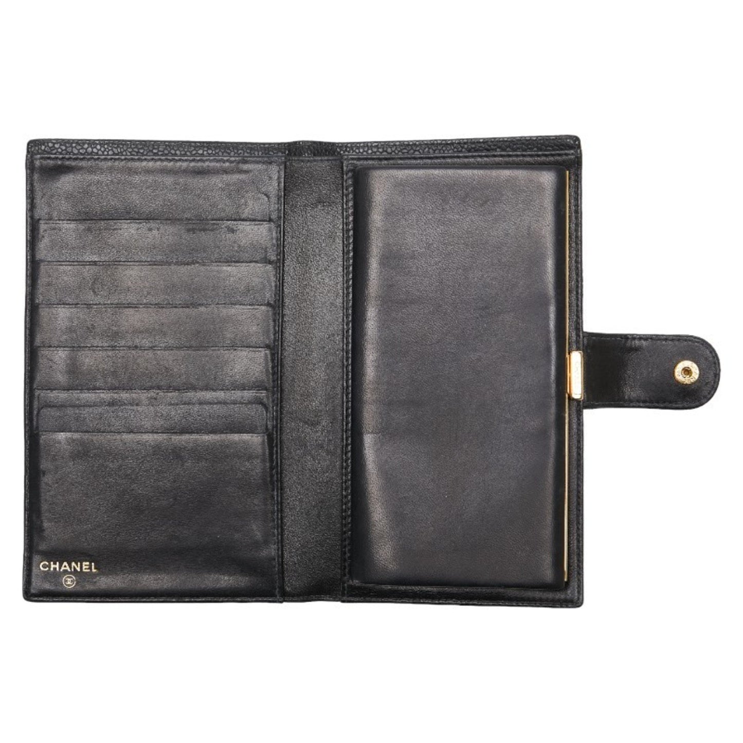 Chanel Coco Mark Long Wallet Black Caviar Skin