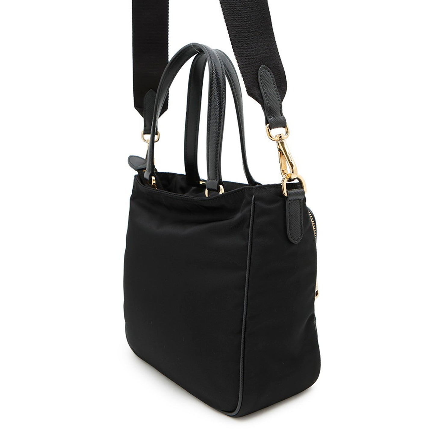 Prada Saffiano Nylon Handbag 1Bg308 Prada 2-Way Shoulder Bag Black