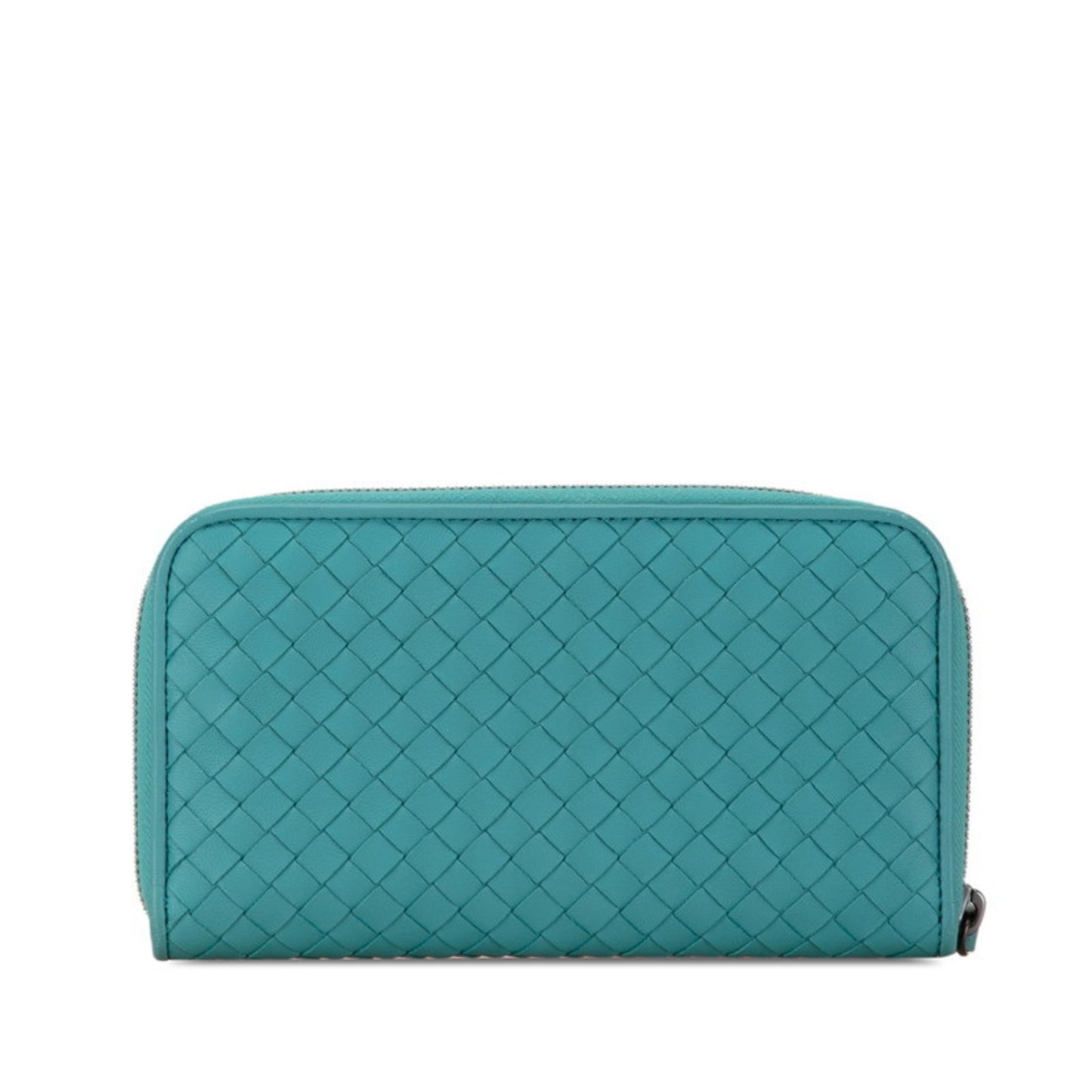 Bottega Veneta Intrecciato Round Zip Long Wallet Emerald Green Leather