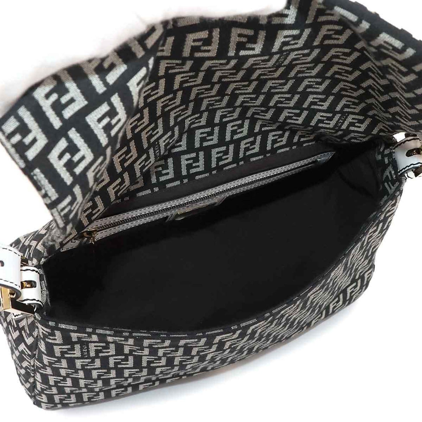 Fendi Zucchino Mamma Baguette Shoulder Bag In Canvas And Leather