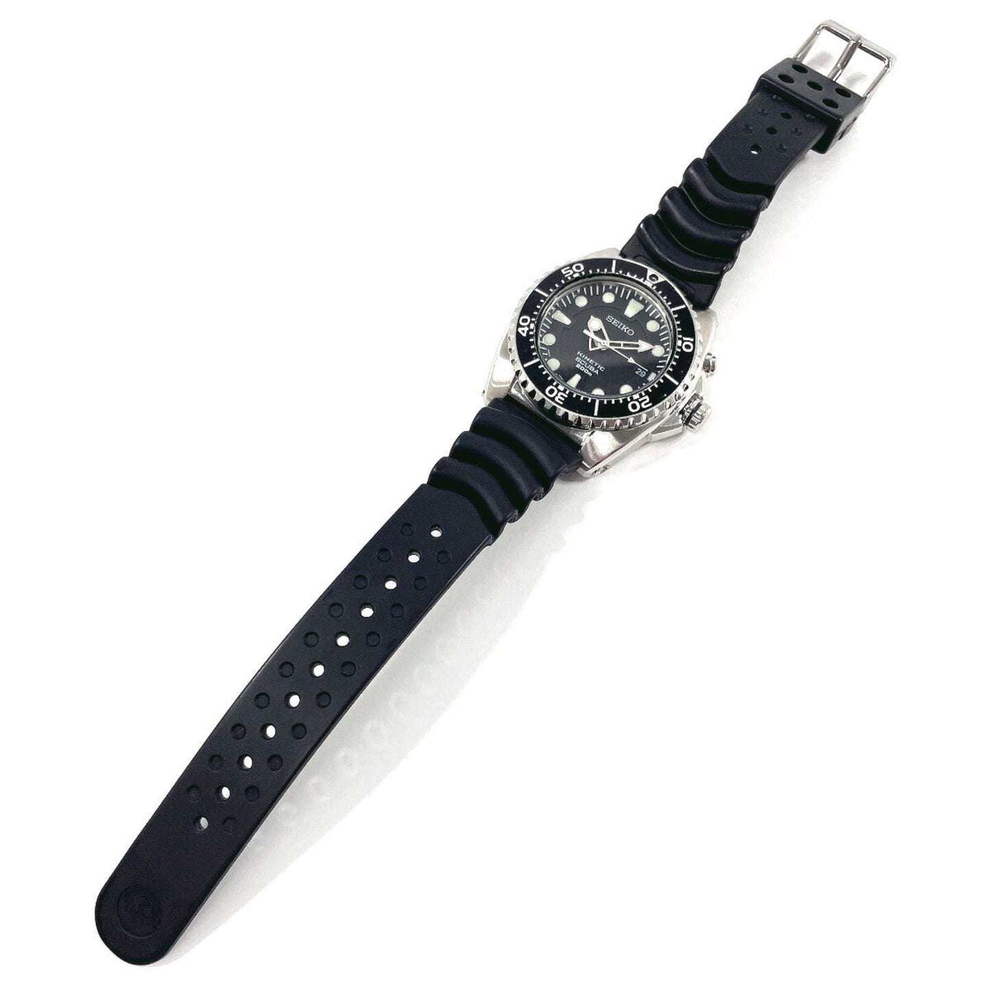 Seiko Seiko Kinetic Scuba 200M 5M62-0Blo Watch Stainless Steel/Rubber Black Automatic Dial