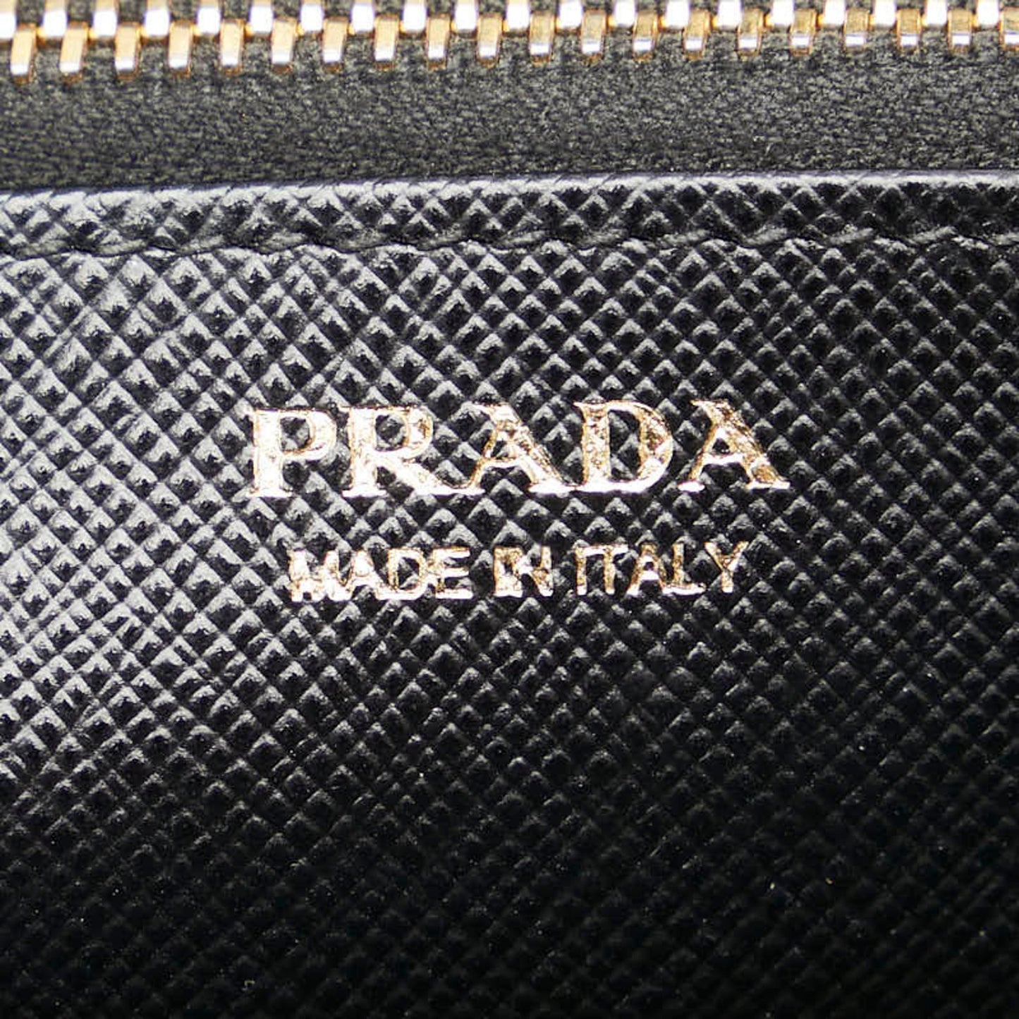 Prada Round Long Wallet 1Ml506 Black Leather