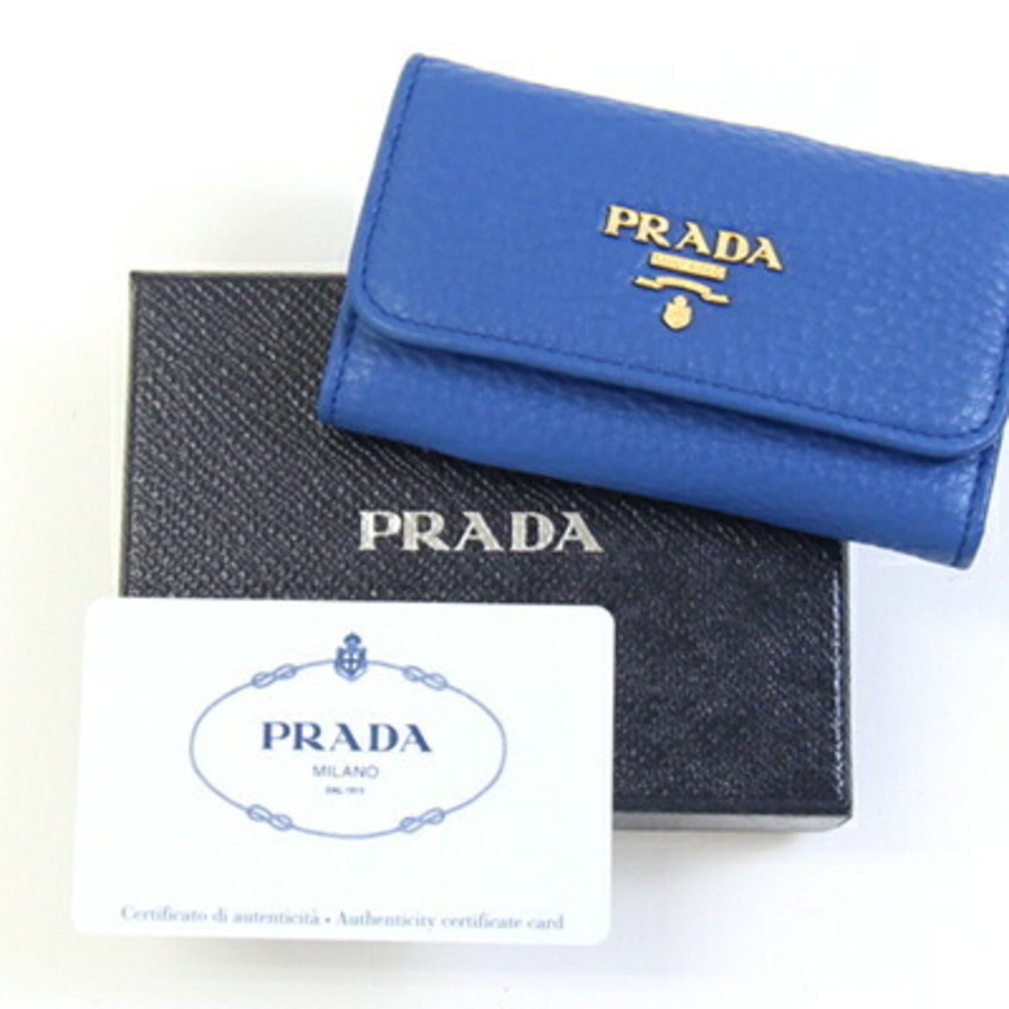 Prada 6-Key Case 1Pg222 Blue Leather