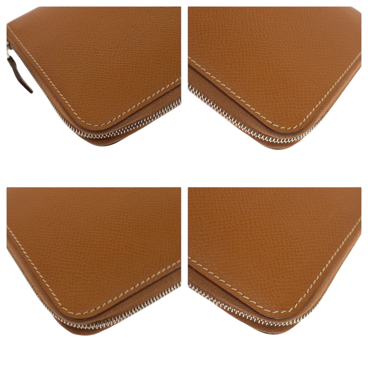 Hermes Azap Long Silk In Gold Brown Silver Hardware Epsom Leather Wallet Round Zipper X Stamp