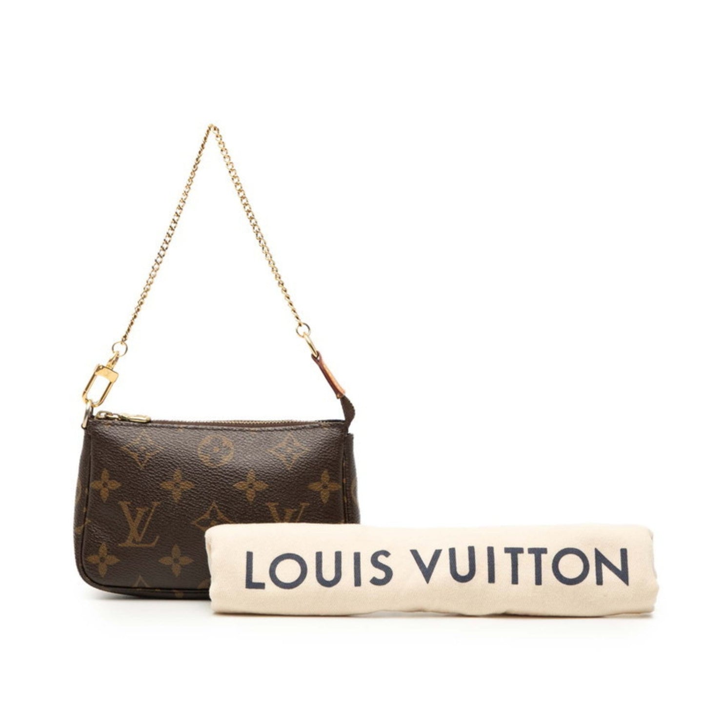Louis Vuitton Monogram Mini Pochette Accessory Pouch Handbag M58009 Brown Leather