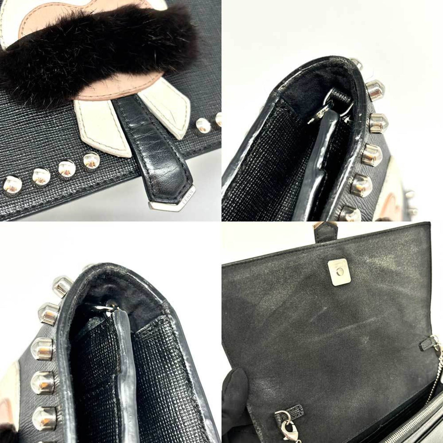 Fendi Carlito Chain Wallet Black Leather 8M0346