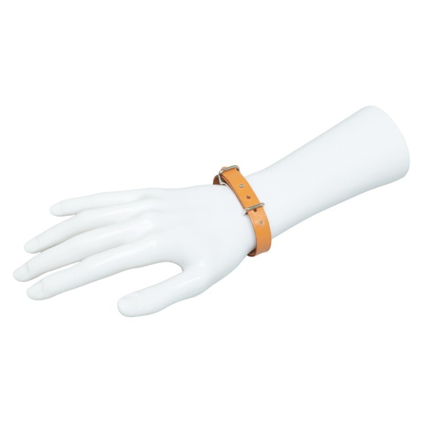 Hermes Api2 Bracelet Silver Brown Metal Leather