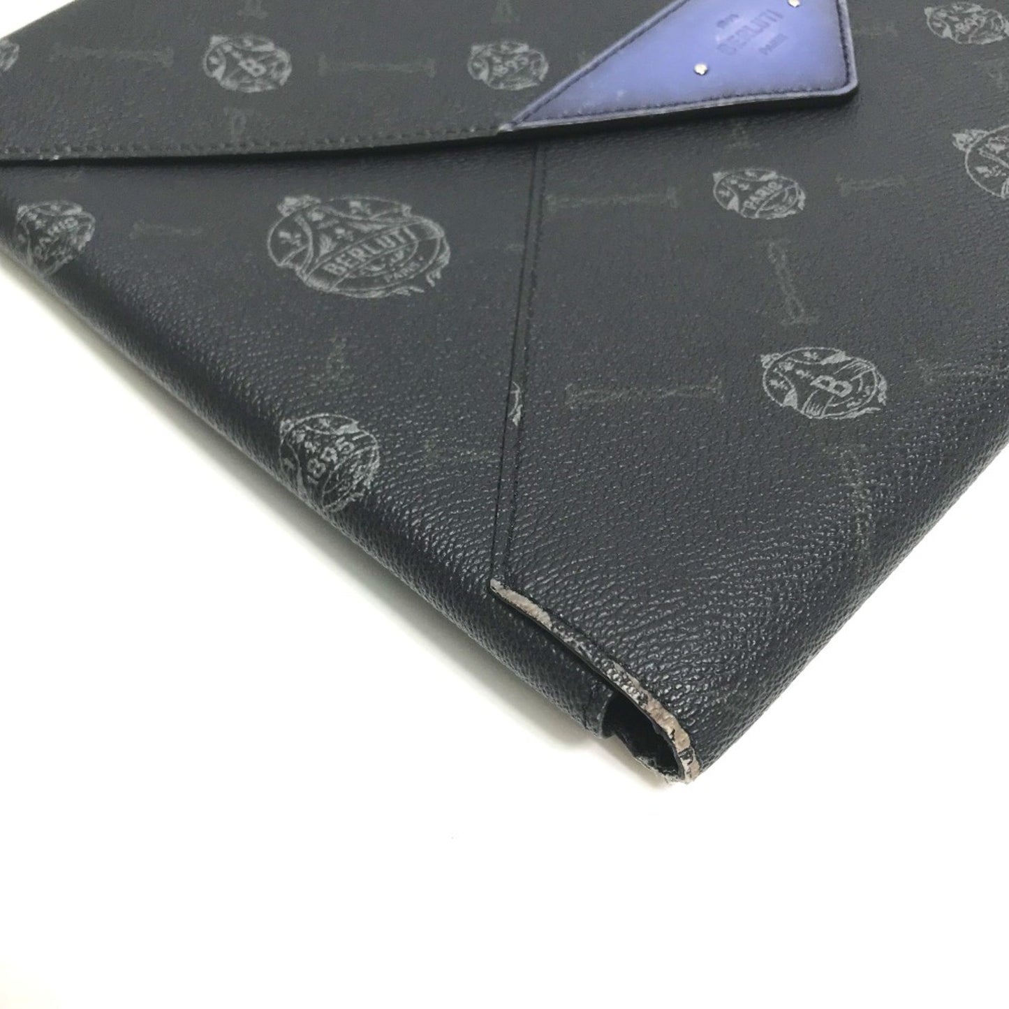 Berlutti Pouch Letter Case Bag Clutch Bag Black Blue