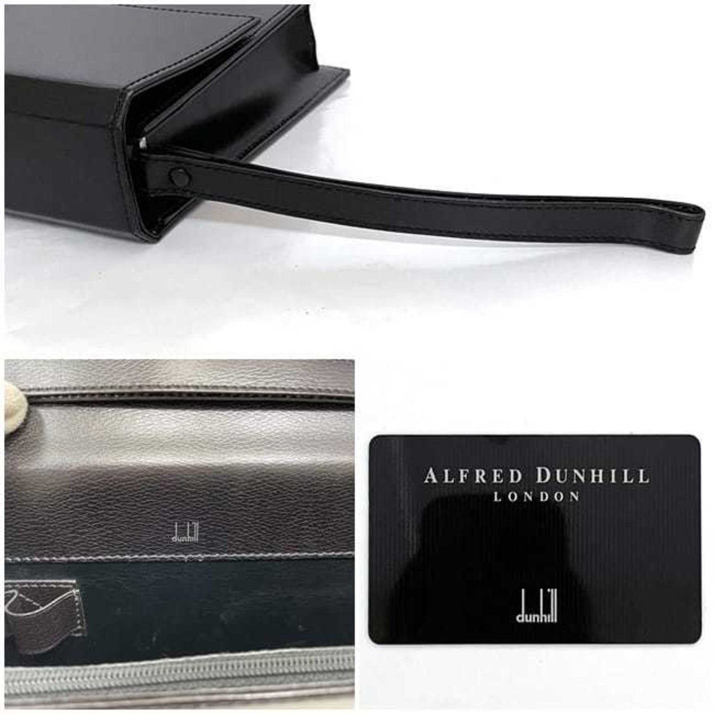 Dunhill Second Bag Ec-22830 Black Sidecar Leather Clutch Strap Flap