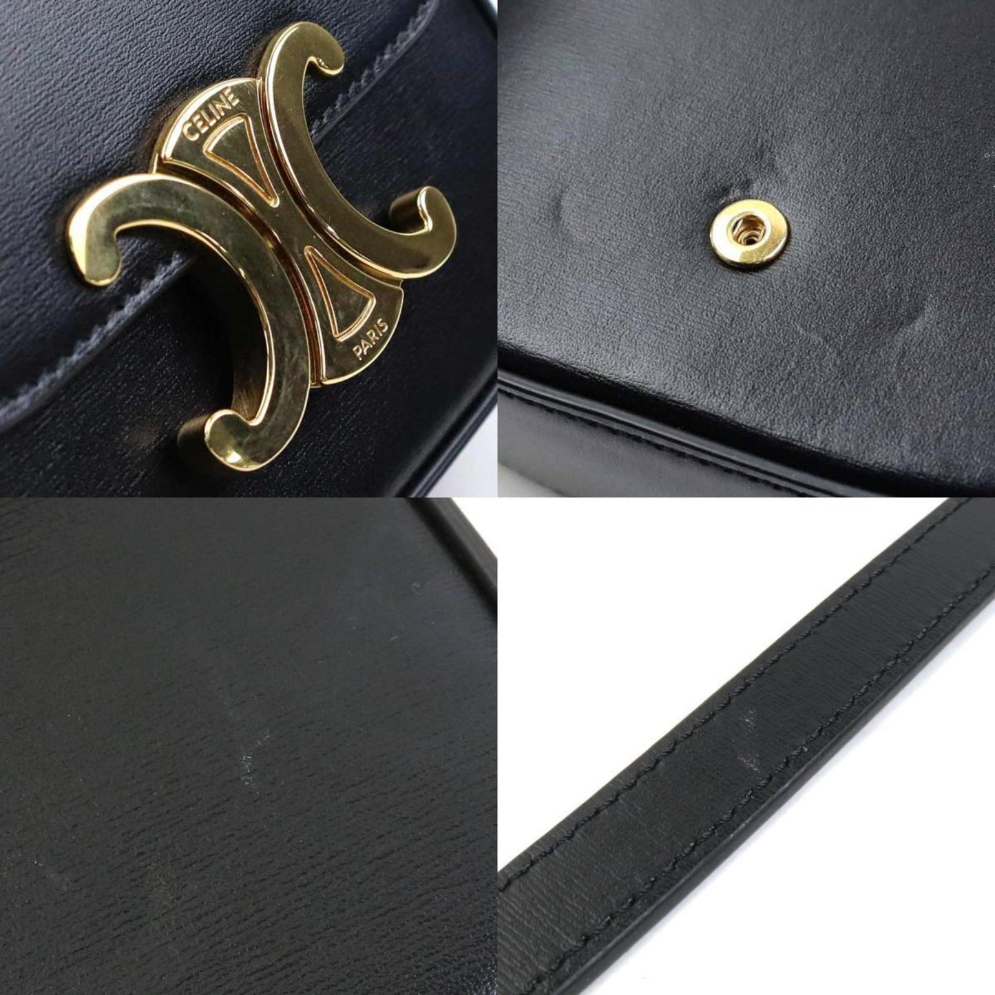 Celine Shoulder Bag Claude Calf Leather Black Gold
