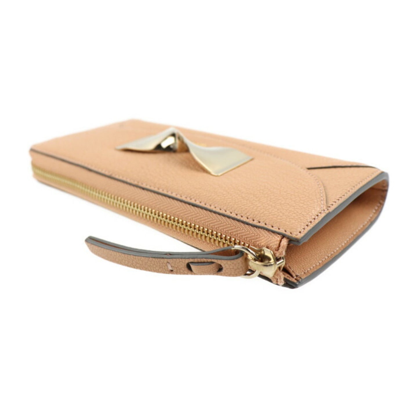 Chlo Chloe Twisted Bow Long Wallet 3P0762 Leather Beige Gold Hardware L-Shaped Zipper