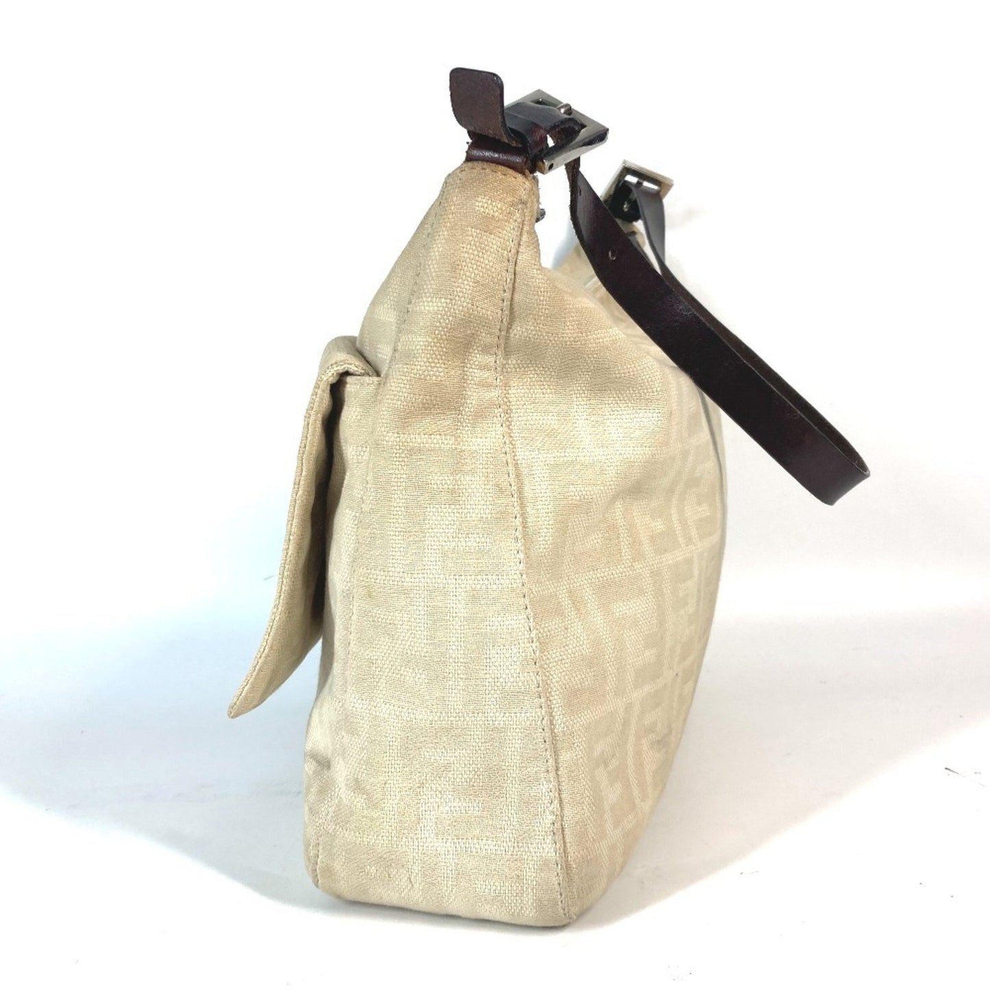 Fendi Zucca Mamma Bucket Shoulder Bag Canvas Leather