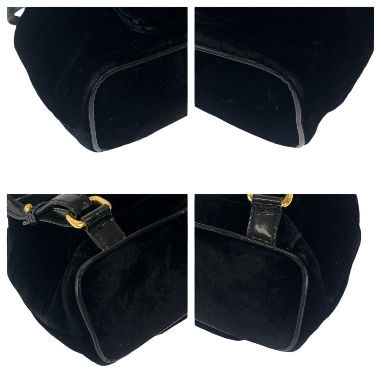 Loewe Vintage Velazquez Logo Black Gold Hardware Patent Leather Suede Backpack