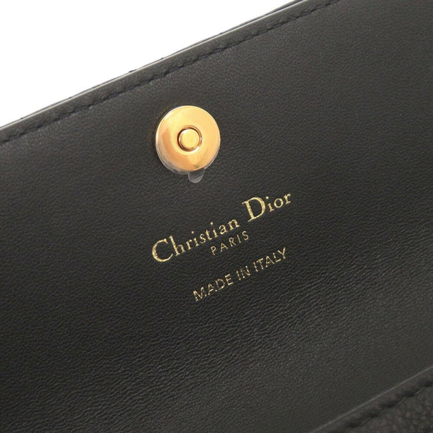 Like New Christian Dior Caro Orchid Cannage Calfskin Black Long Wallet 0068