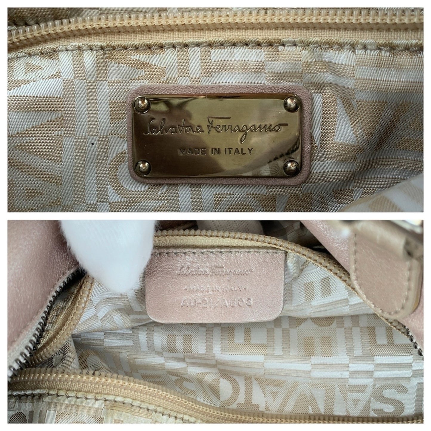 Salvatore Ferragamo Gancini Pink Leather Tote Bag
