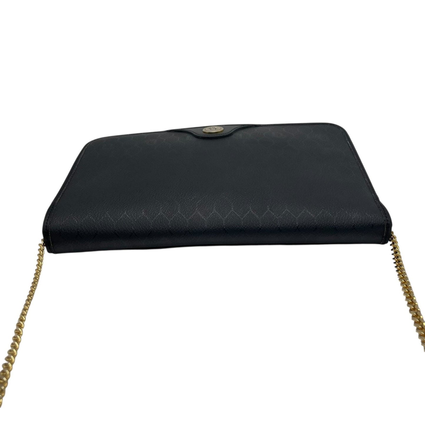 Christian Dior Vintage D7 Honeycomb Pattern Black Leather Shoulder Bag With Chain