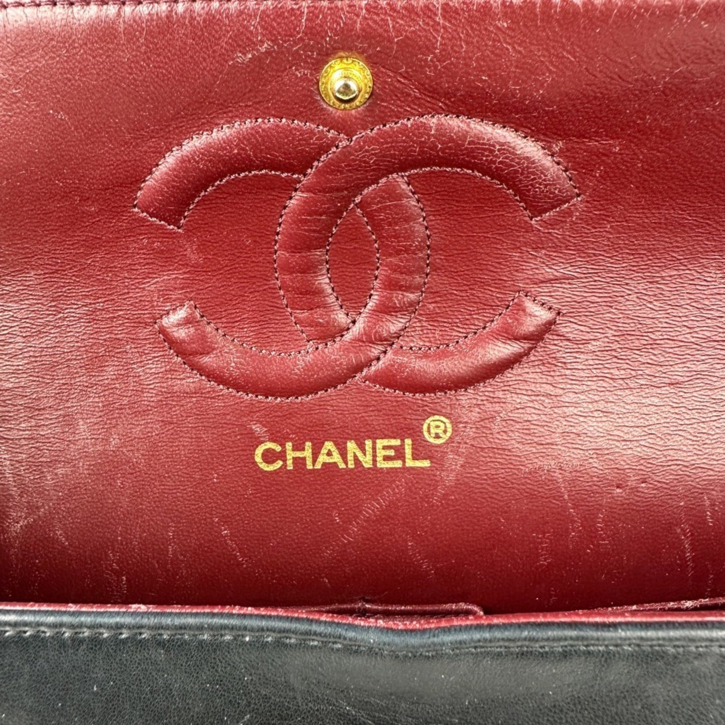 Chanel Chanel Matelasse 25 Double Flap Coco Mark Lambskin Quilted Shoulder Bag Black