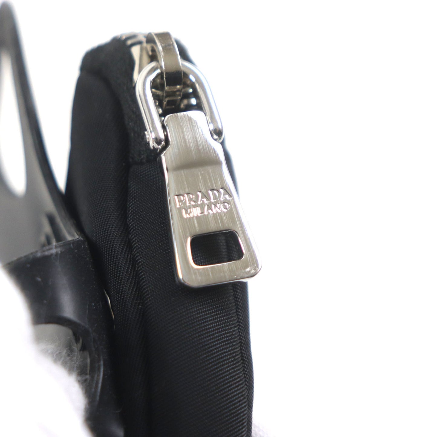 Prada 1Zt054 Nylon Re-Nylon Triangle Logo Neck Strap Phone Holder Smartphone Black Made In Italy