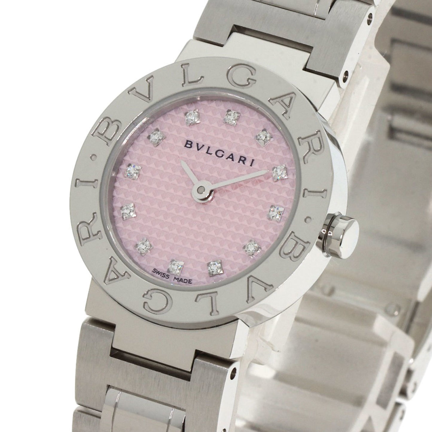 Bvlgari Bb23Ss 12P Diamond Watch Stainless Steel Ss