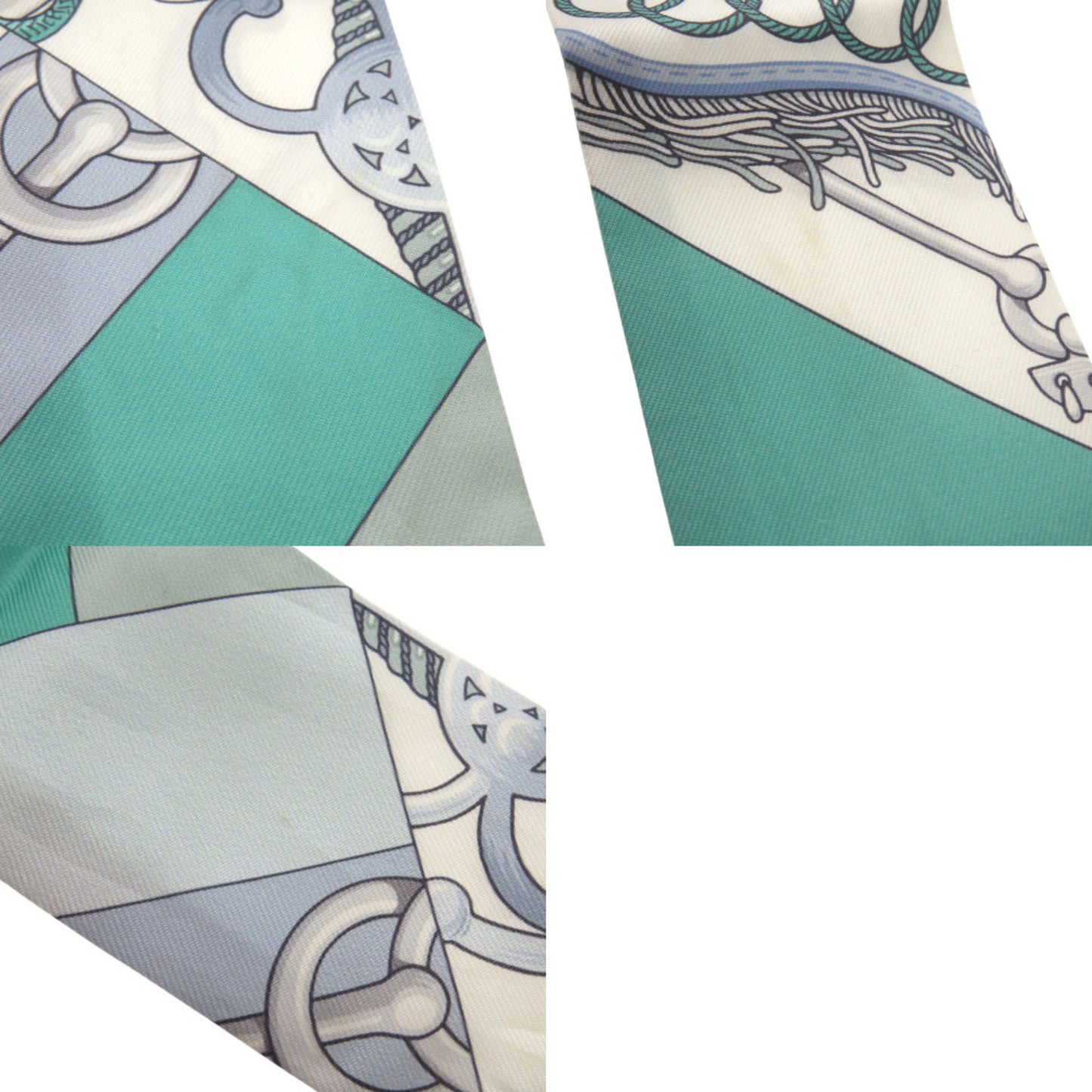 Herms Twilly Cliquetis Silk Green/Blue Scarf/Muffler