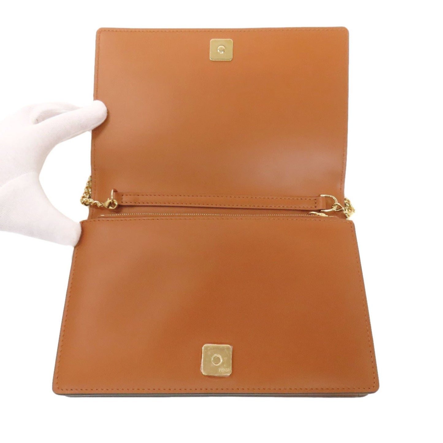 Fendi Chain Shoulder Bag Calf Leather