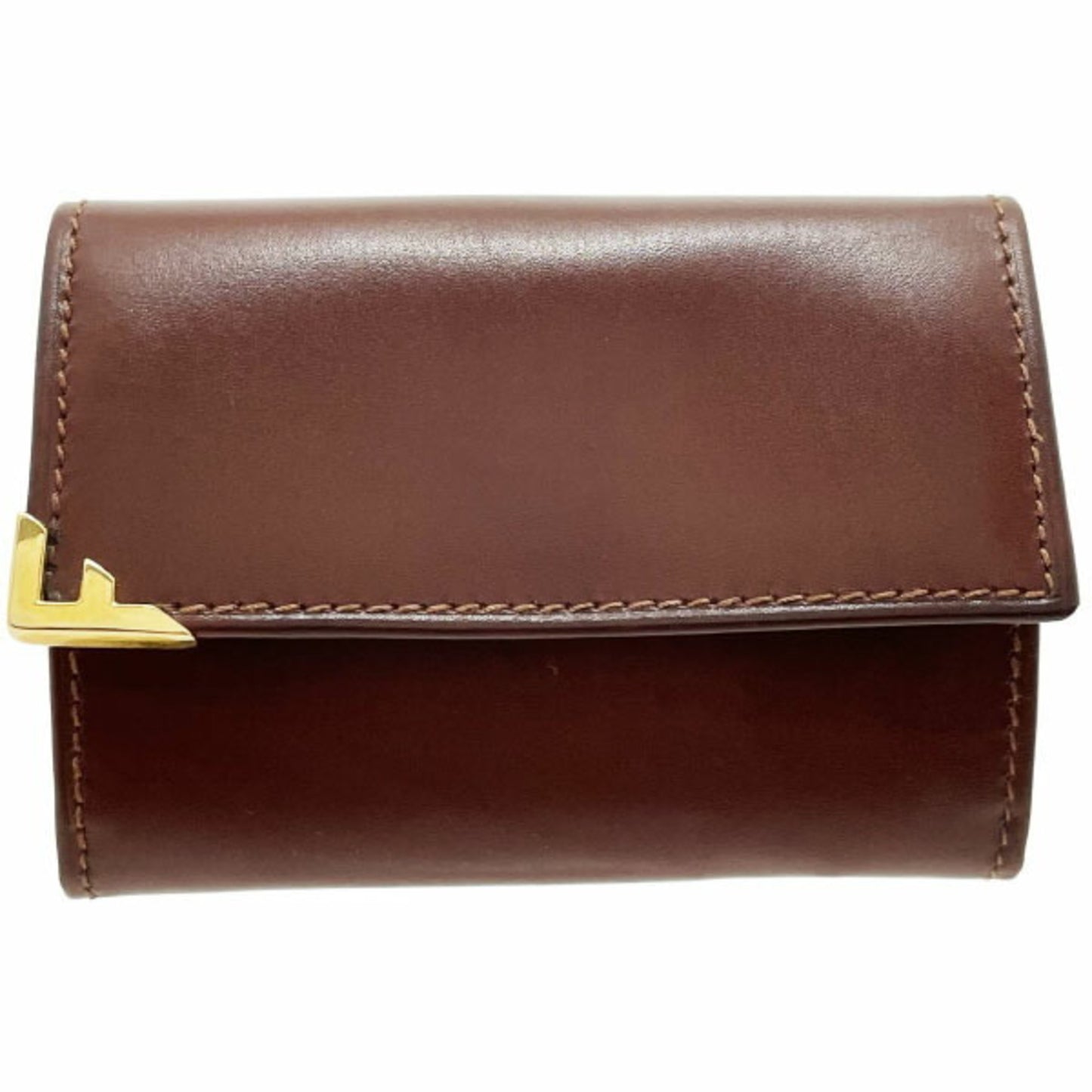 Salvatore Ferragamo Coin Purse F Leather Brown 22 6634 Ss-13181