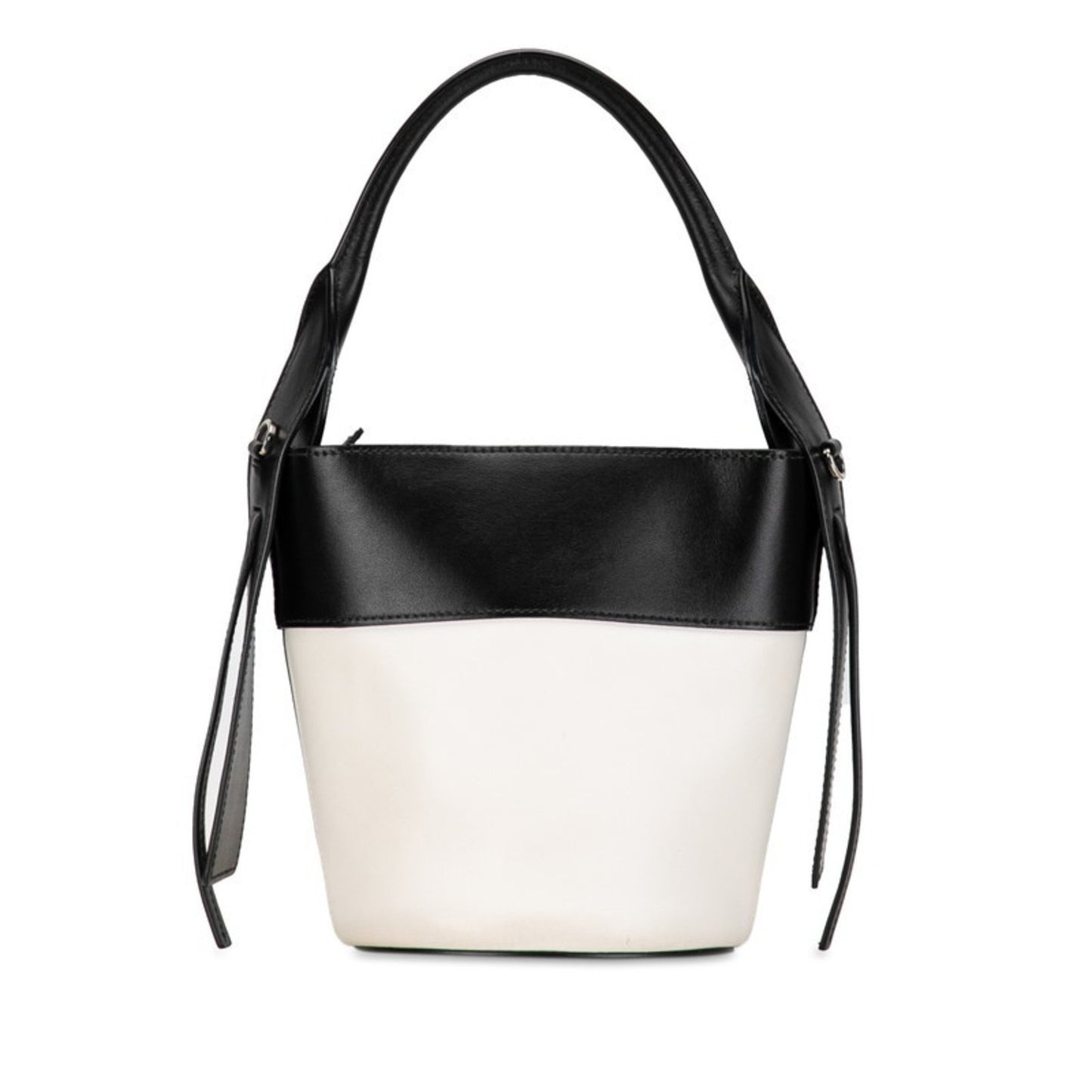 Prada Ouverture Handbag Shoulder Bag 1Be015 White Black Leather