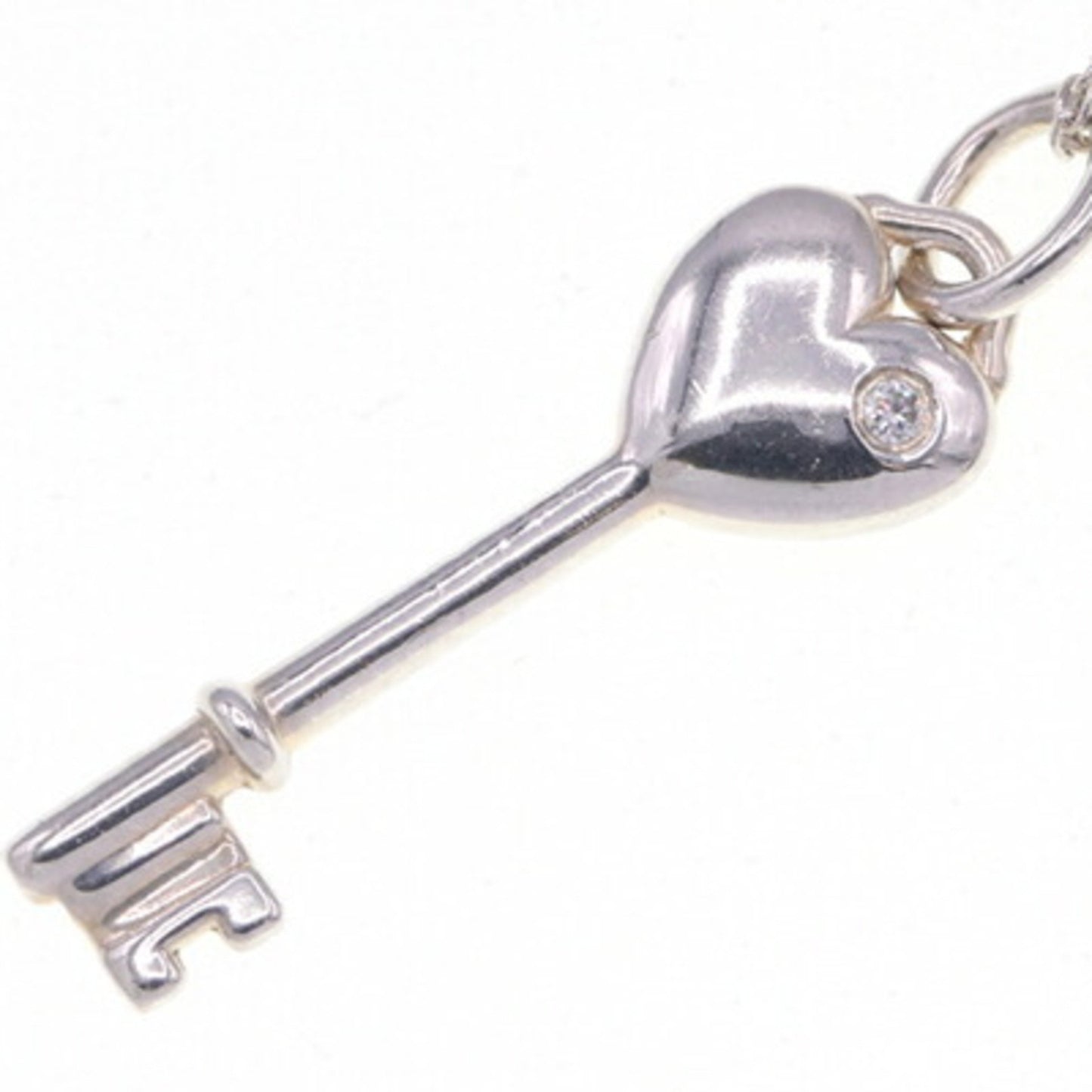 Tiffany Necklace Elsa Peretti Heart Key 1P Diamond Sv Sterling Silver 925 Pendant Choker