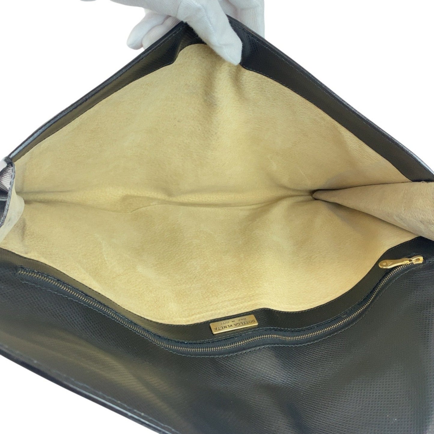 Bottega Veneta Vintage Black Leather Clutch Bag Briefcase