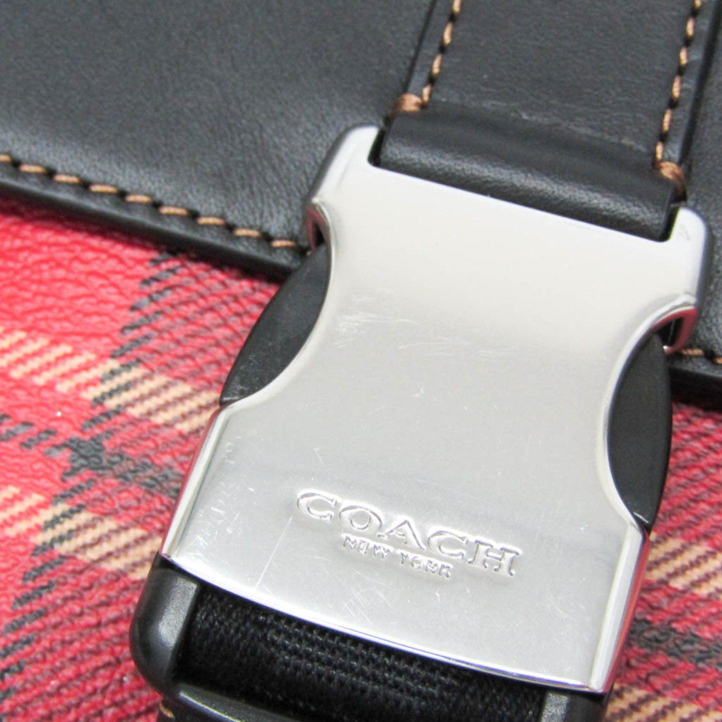 Coach Track Pack With Tartan Plaid Print Cc029 Men'S Leather